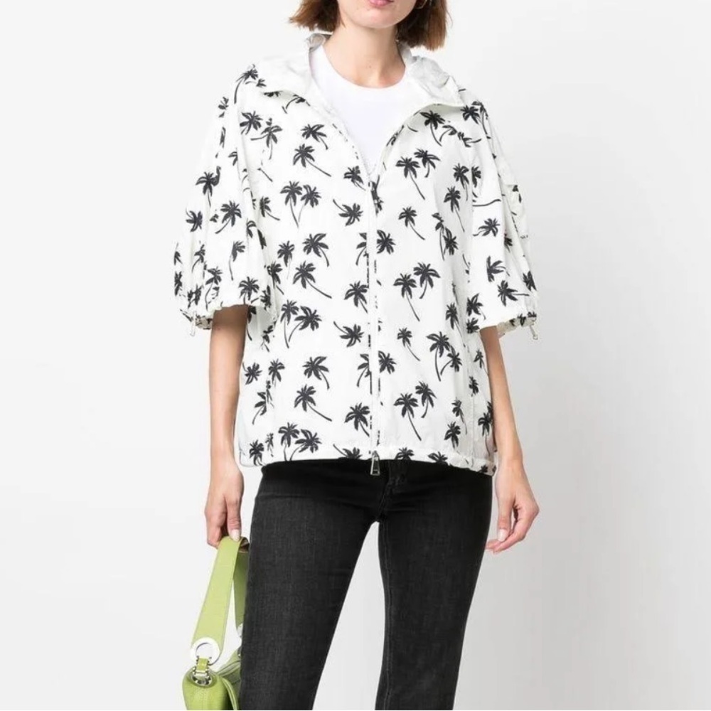 Moncler Cezembre Palm Tree Print Short Sleeve Hooded Windbreaker M - Picture 3 of 16